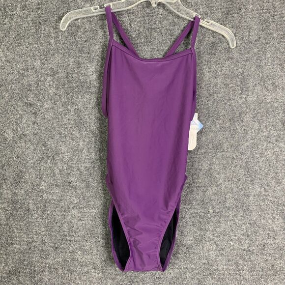 Sporti 1 Pc Bathing Suit NWT Padded Bra High Leg Thin Strap Purple Sz 32 - Picture 1 of 11